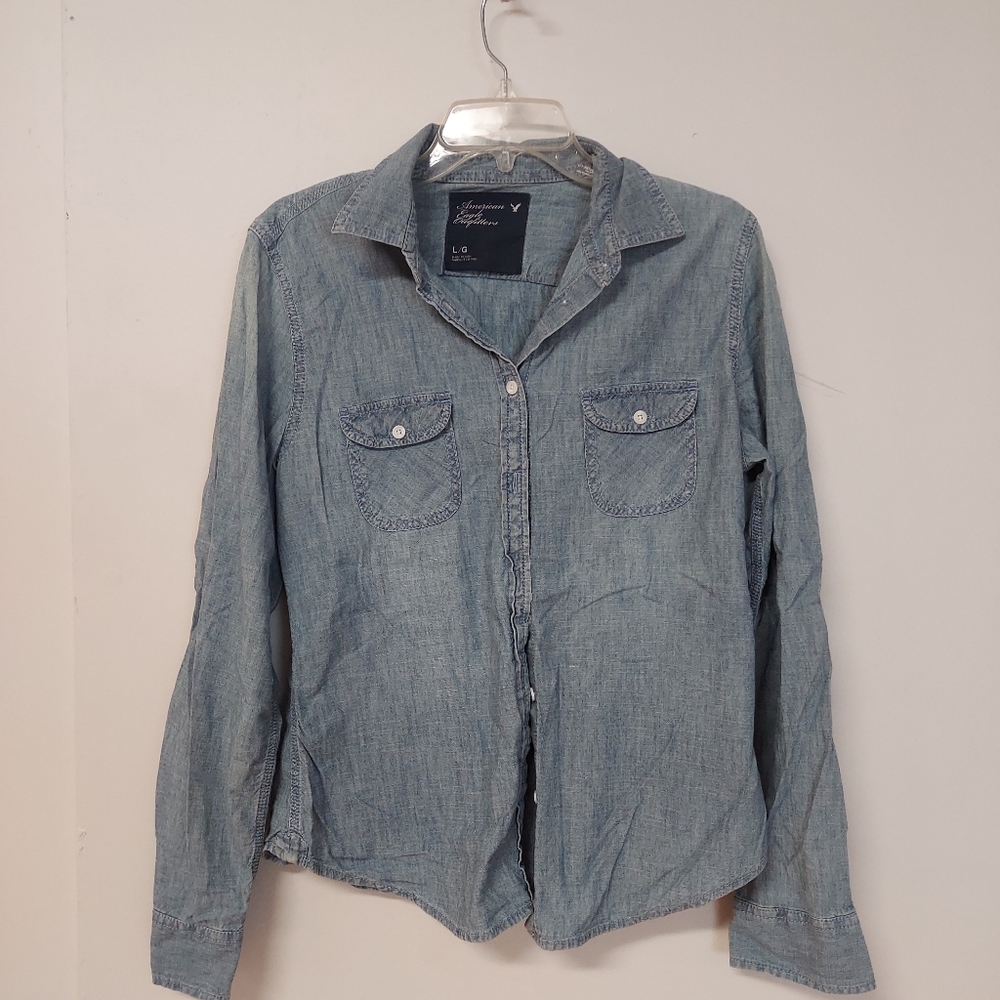 American eagle denim button down